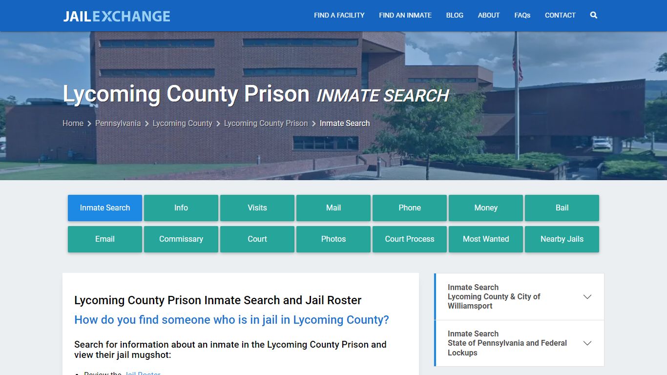 Lycoming County Prison Inmate Search - Jail Exchange