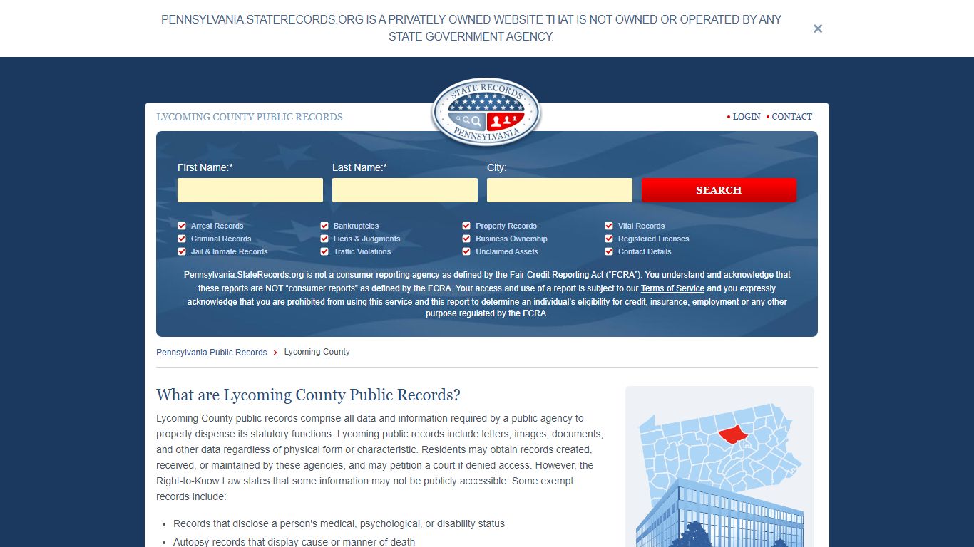 LYCOMING COUNTY PUBLIC RECORDS - StateRecords.org